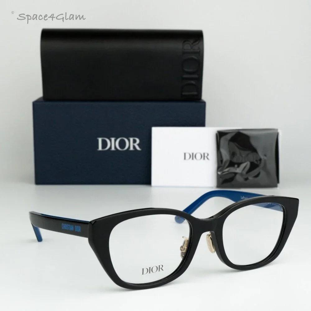 BRAND NEW Dior LAPARISIENNEDIORO S4F 1000 Black Blue Demo Women Round Eyeglasses